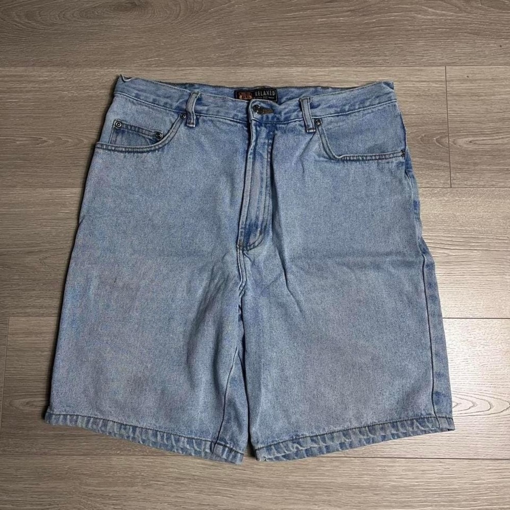 Vintage Route 66 Relaxed Fit Light Wash‎ Denim Jeans Shorts Jorts